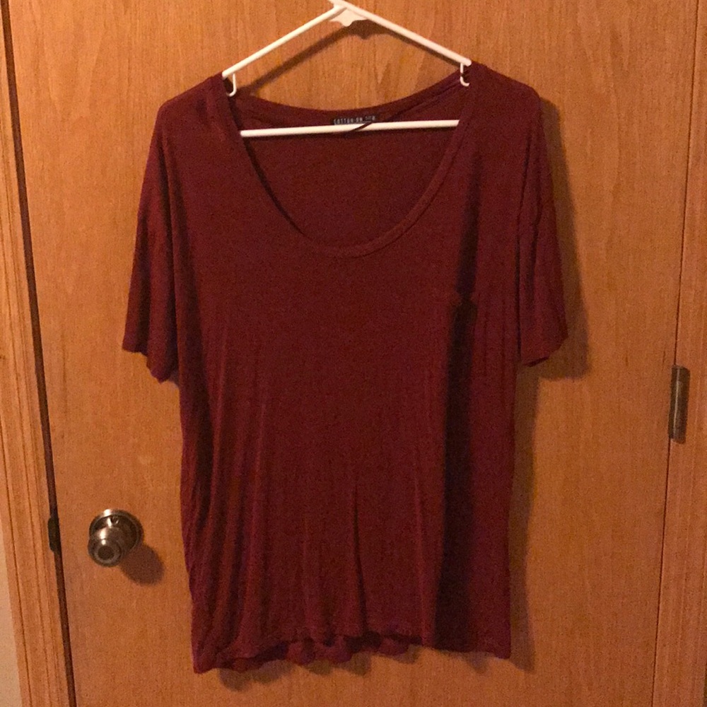 maroon short sleeved shirt from cotton on
